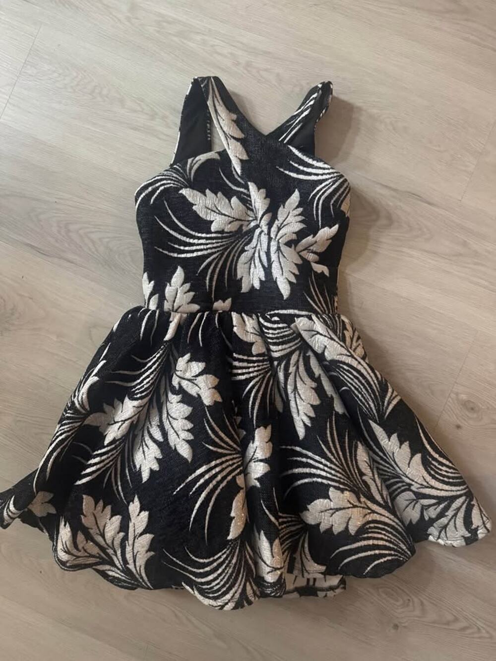 Miss Behave Girls Size 12 Black Crossover Neck Fit & Flare Party Dress